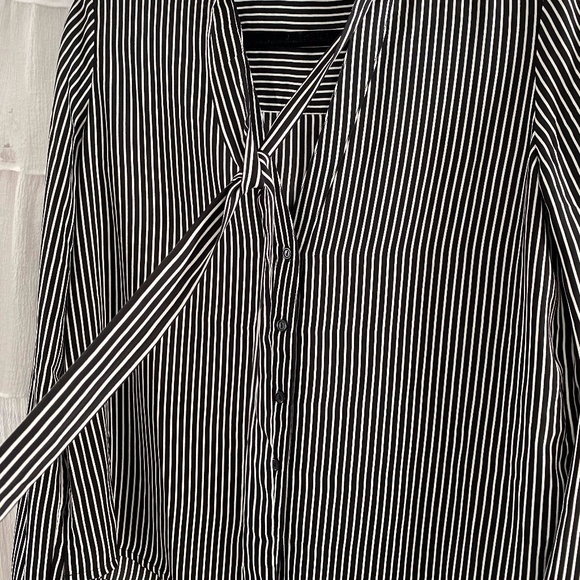 Forever 21 Black and White Striped Blouse - Picture 3 of 4
